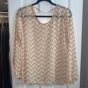 Charming Charlie sheer chevron pattern blouse
